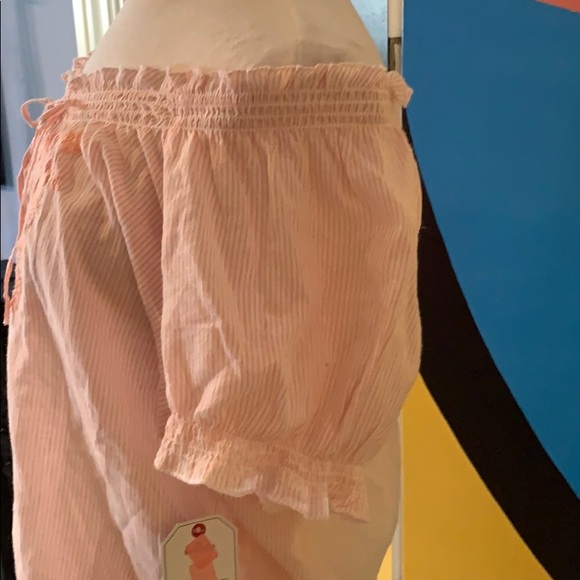 NWT Coral embroidered off shoulder boho shirt - Picture 4 of 8